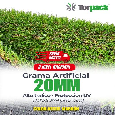 GRAMA ARTIFICIAL VERDE-MARRON 20 MM